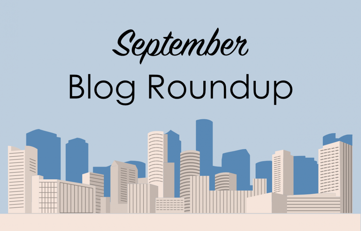 cartoon background of boston with "september blog roundup"