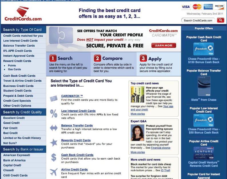 CreditCards.com screenshot