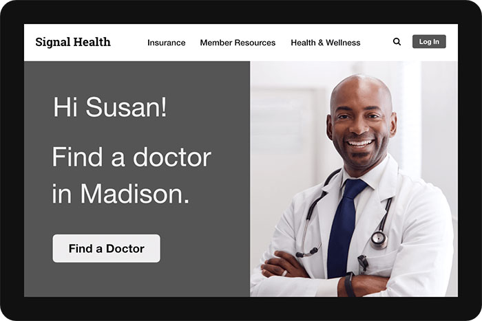 Signal Health homepage, smiling male doctor