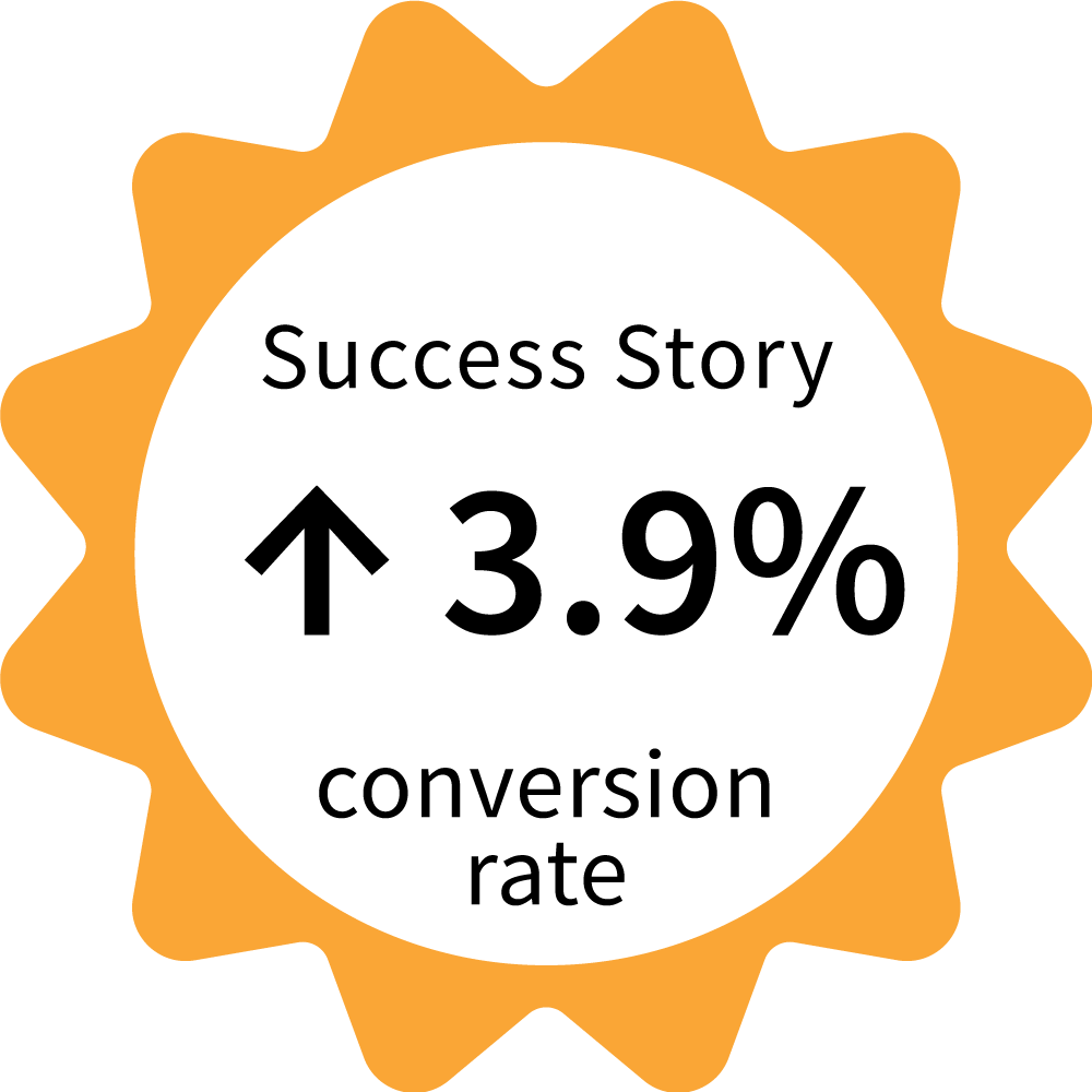 Badge: 3.9% Increase in conversion rate